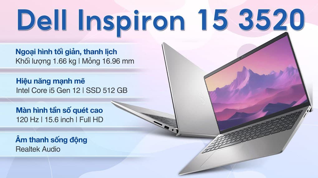 Ảnh Laptop Dell Inspiron 15 3520 i5 1235U/16GB/512GB/120Hz/OfficeHS/Win11 (N5I5052W1)
