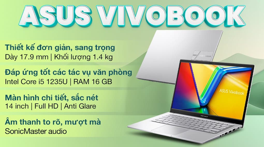 Ảnh Laptop Asus Vivobook X1404ZA i5 1235U/16GB/512GB/Win11 (NK376W)