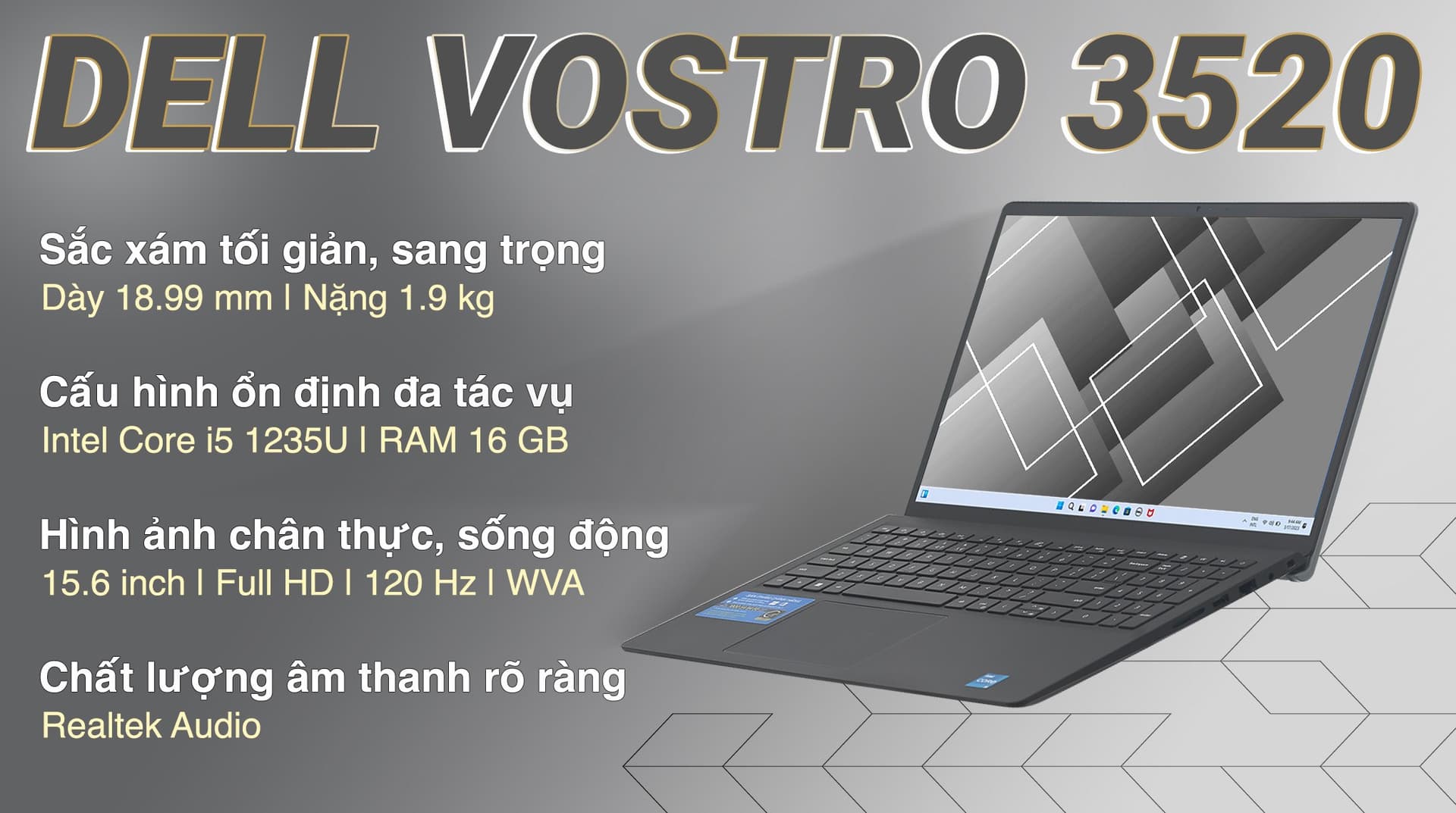 Ảnh Laptop Dell Vostro 3520 i5 1235U/16GB/512GB/120Hz/OfficeHS/Win11 (71030559)