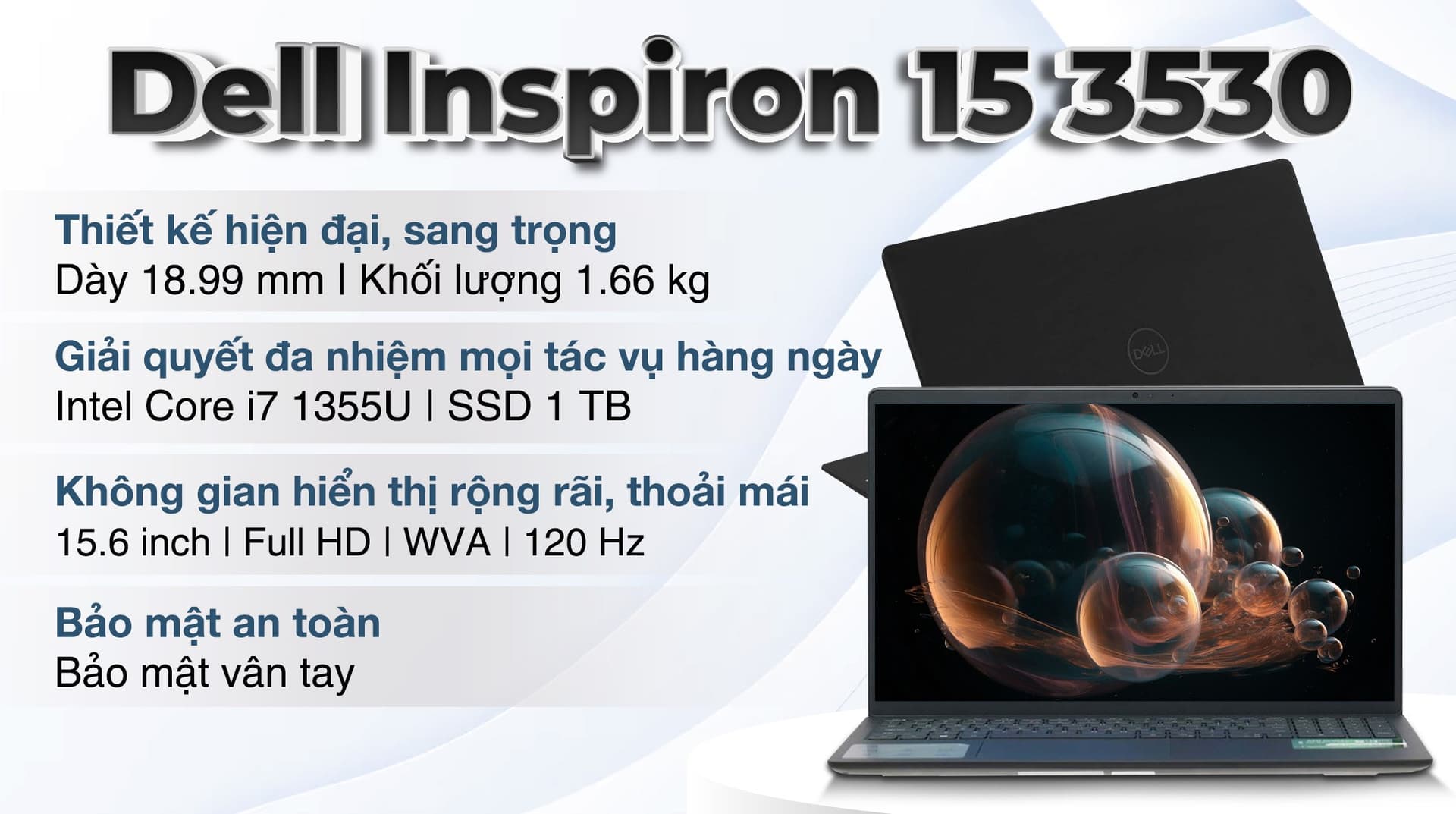 Ảnh Laptop Dell Inspiron 15 3530 i7 1355U/16GB/1TB/120Hz/OfficeHS/Win11 (N3530-i7U161W11BLU-FP)