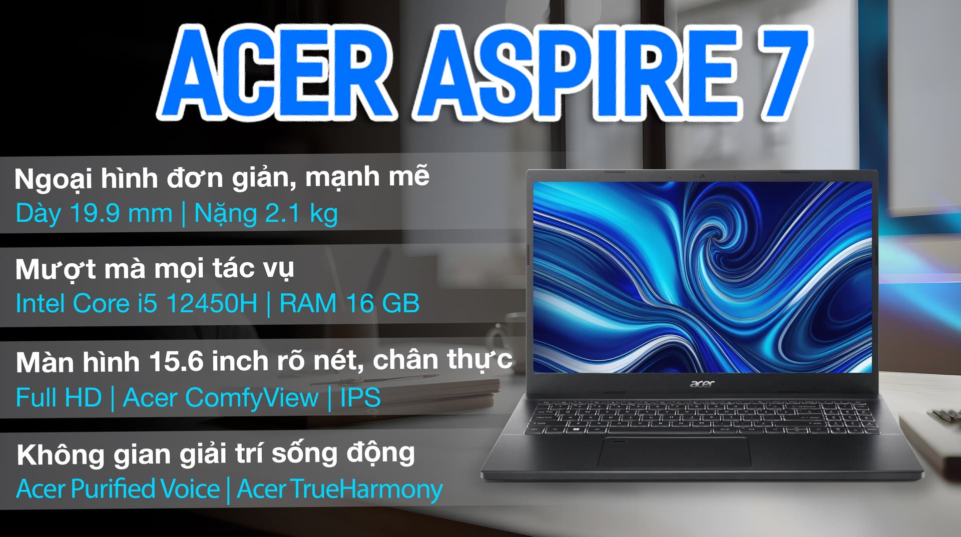 Ảnh Laptop Acer Aspire 7 A715 76 53PJ i5 12450H/16GB/512GB/Win11 (NH.QGESV.007)