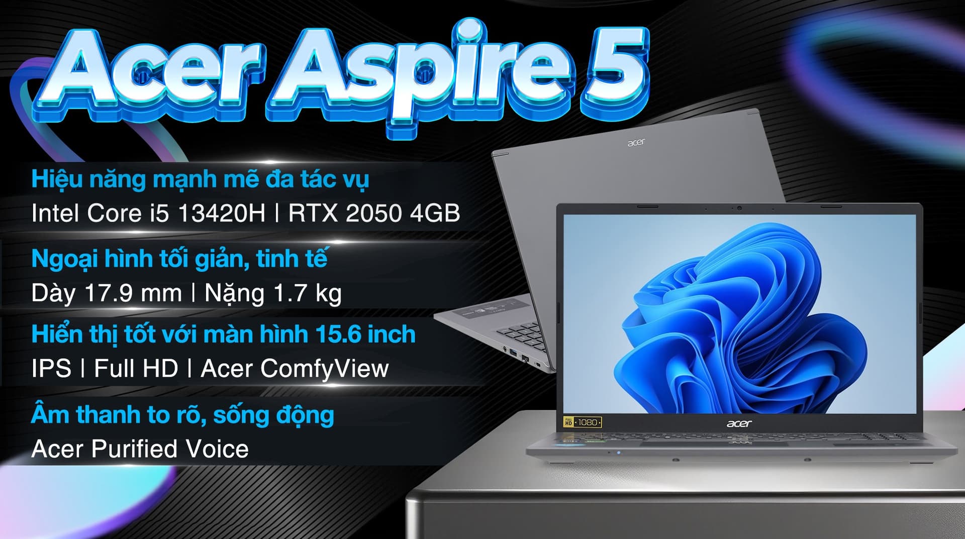 Ảnh Laptop Acer Gaming Aspire 5 A515 58GM 53PZ i5 13420H/8GB/512GB/4GB RTX2050/Win11 (NX.KQ4SV.008)