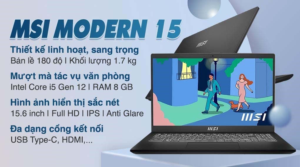 Ảnh Laptop MSI Modern 15 B12MO i5 1235U/8GB/512GB/Win11 (625VN)
