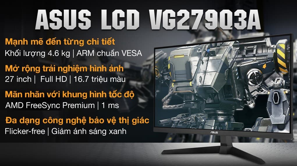Ảnh Màn hình Gaming Asus TUF VG279Q3A 27 inch FHD/IPS/180Hz/1ms/FreeSync/DisplayPort/HDMI