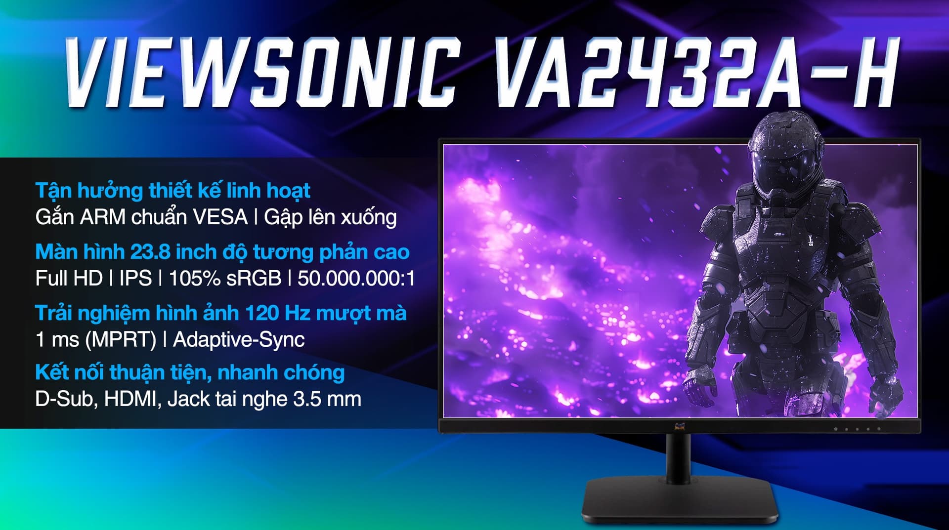 Ảnh Màn hình Viewsonic VA2432A-H 23.8 inch FHD/IPS/120Hz/1ms