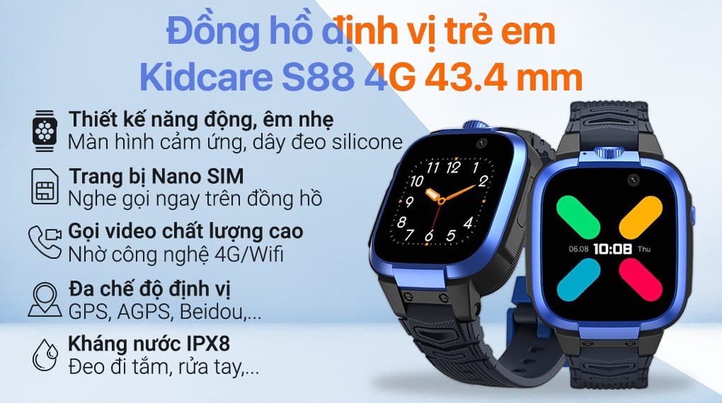 Ảnh Đồng hồ định vị trẻ em Kidcare S88 4G
