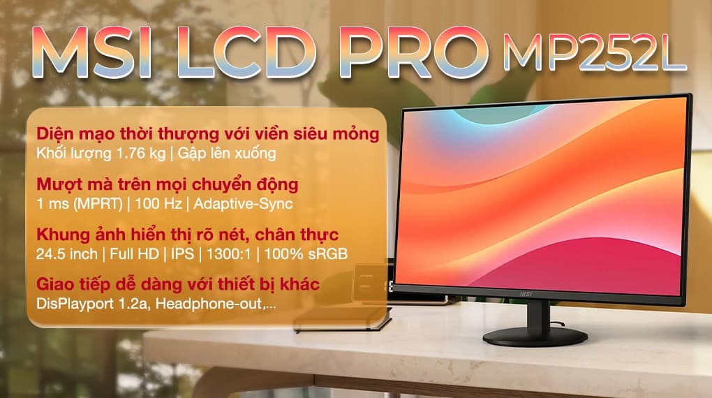 Ảnh Màn hình MSI PRO MP252L 24.5 inch FHD/IPS/100Hz/1ms