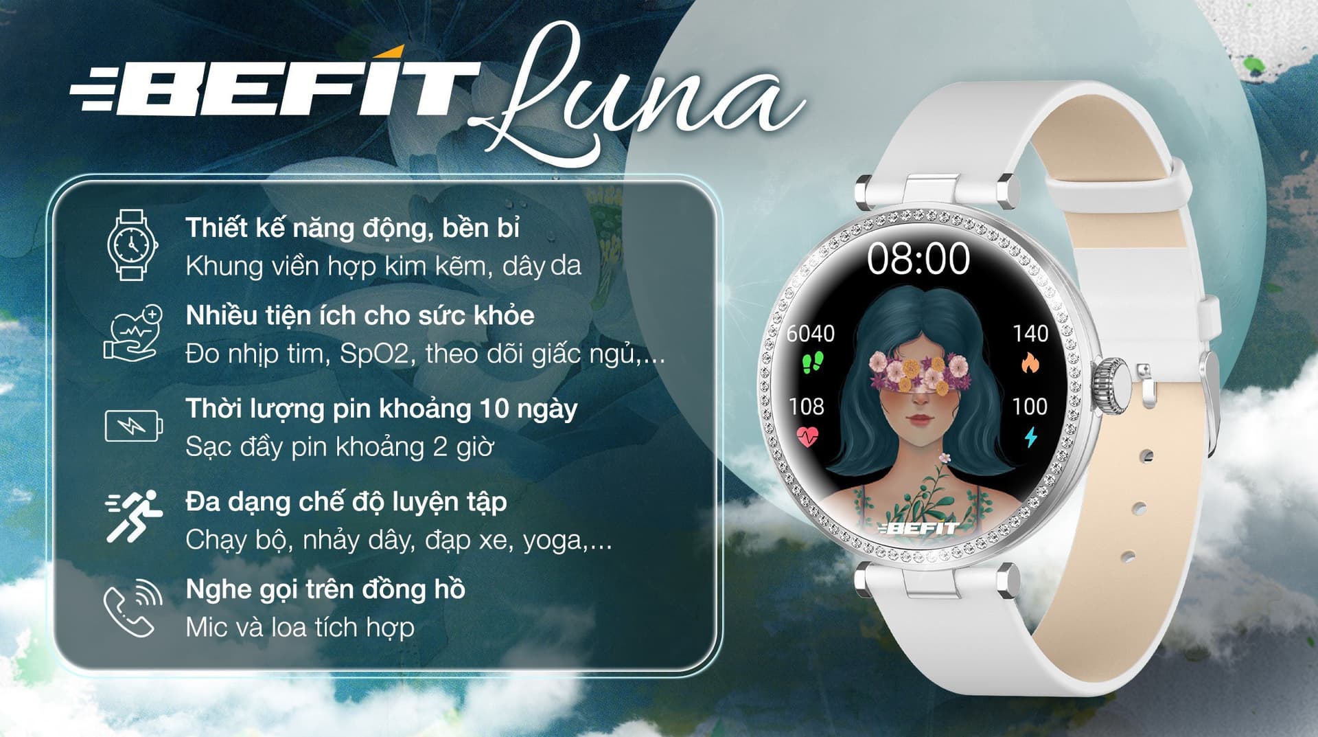 Ảnh Đồng hồ thông minh BeFit Luna 33mm dây da