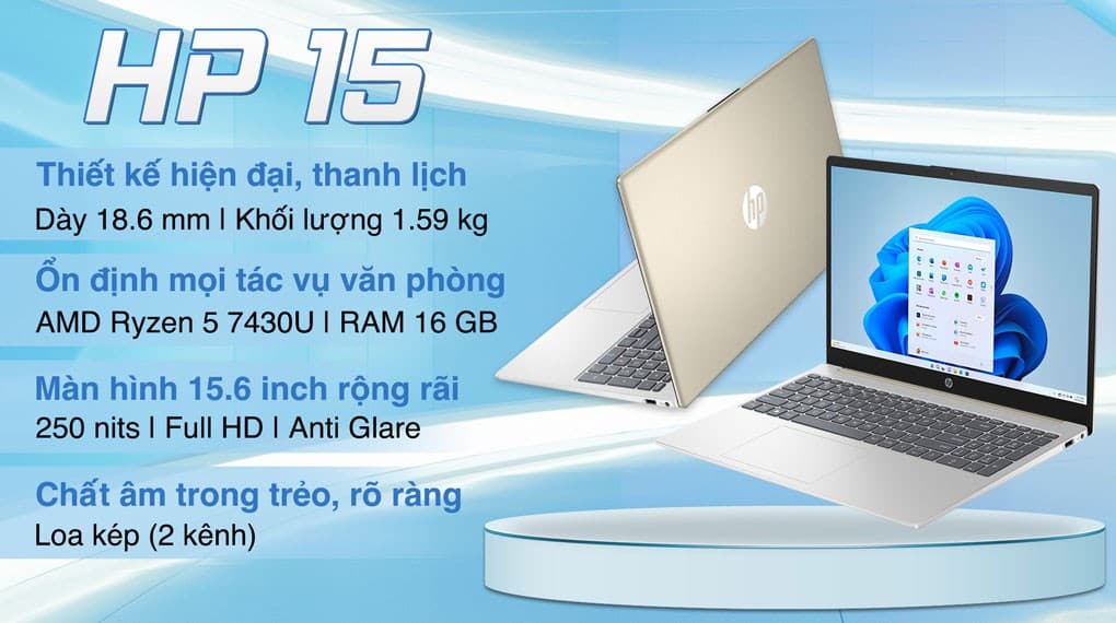 Ảnh Laptop HP 15 fc0085AU R5 7430U/16GB/512GB/Win11 (A6VV8PA)