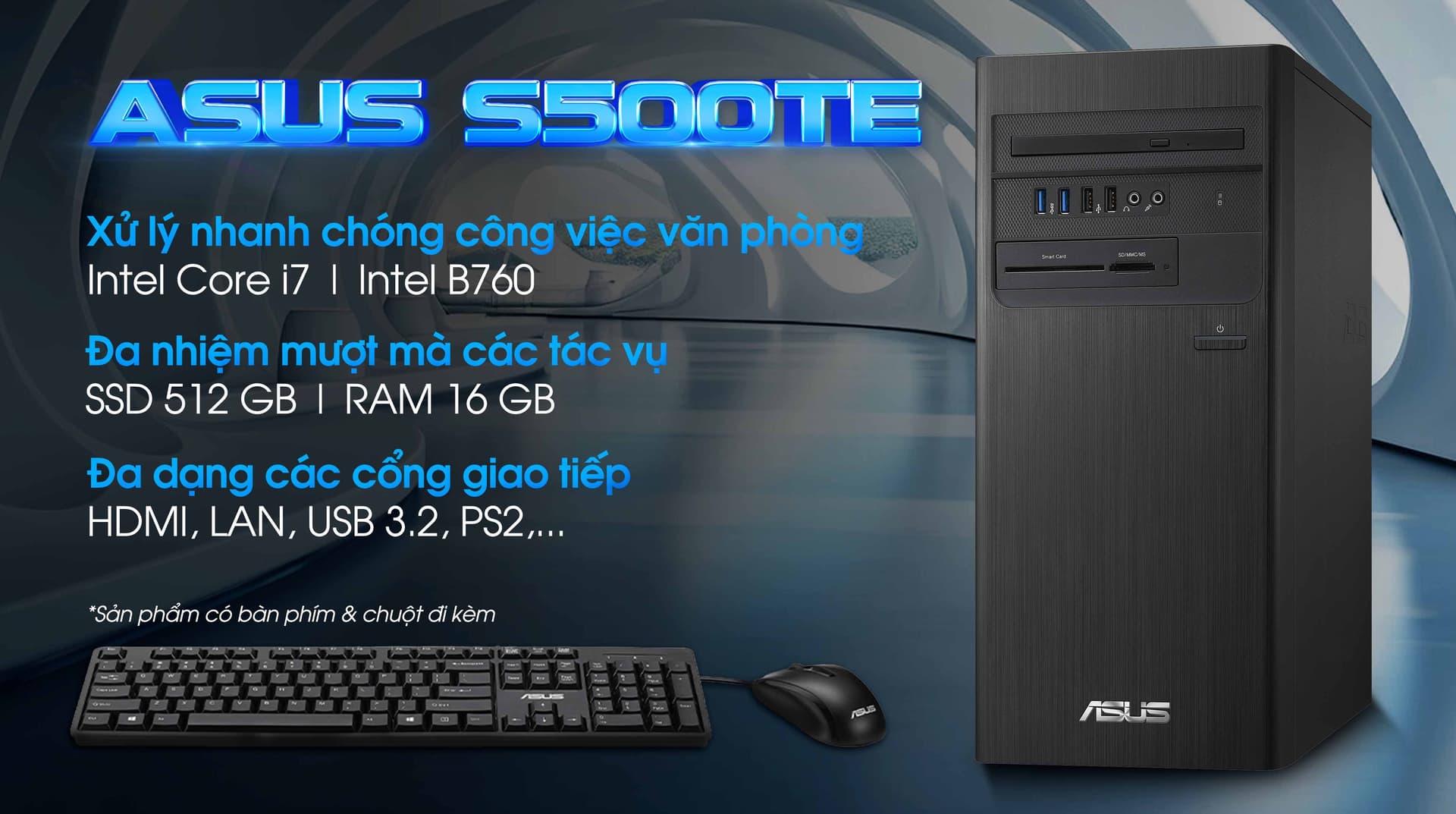 Ảnh ASUS S500TE i7 13700/16GB/512GB/Bàn phím/Chuột/Win11 (S500TE-713700026W)