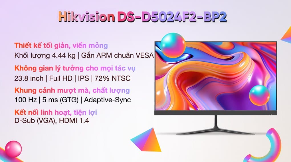 Ảnh Màn hình Hikvision DS-D5024F2-BP2 23.8 inch FHD/IPS/100Hz/5ms