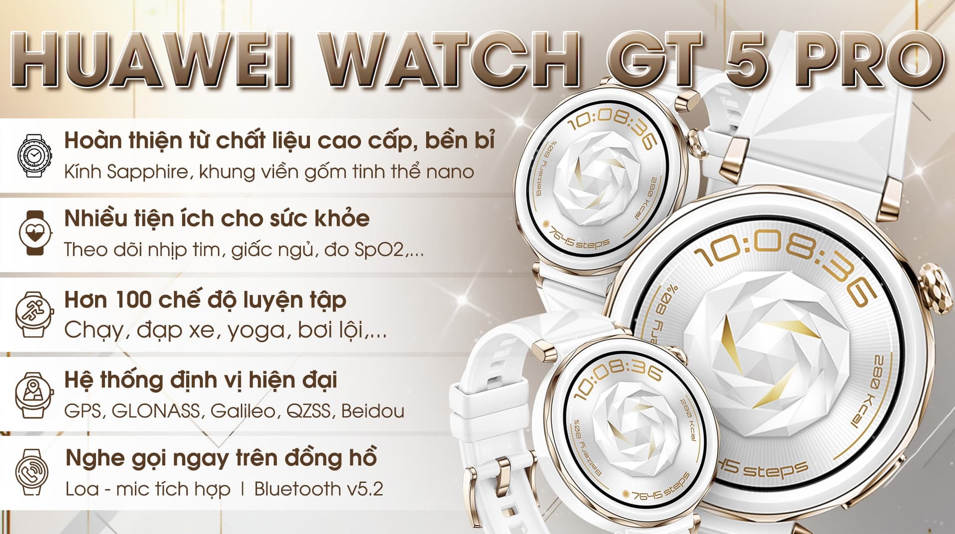 Ảnh Đồng hồ thông minh Huawei Watch GT 5 Pro 42mm viền gốm dây cao su