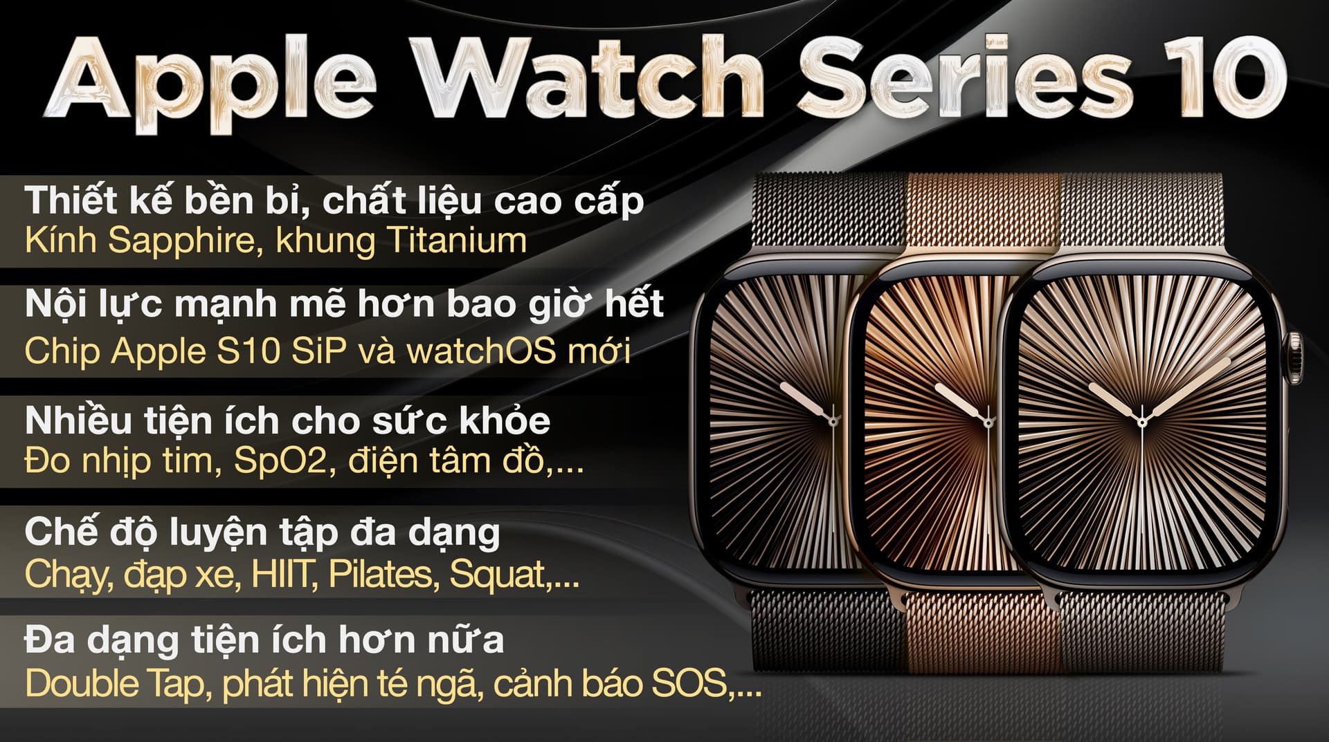 Ảnh Apple Watch Series 10 GPS + Cellular 46mm viền Titanium dây Milan