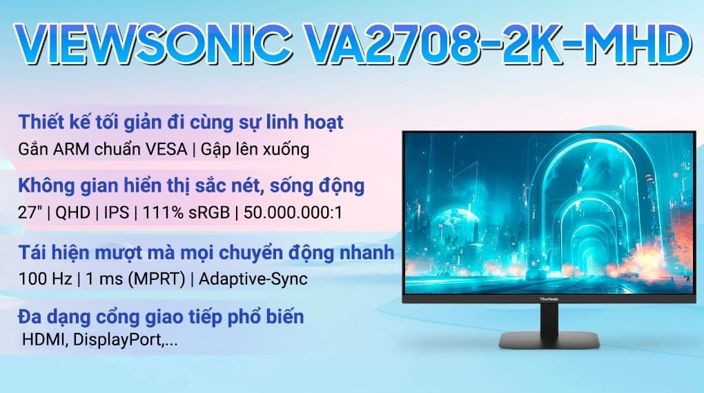 Ảnh Màn hình Viewsonic VA2708-2K-MHD 27 inch 2K/IPS/100Hz/1ms