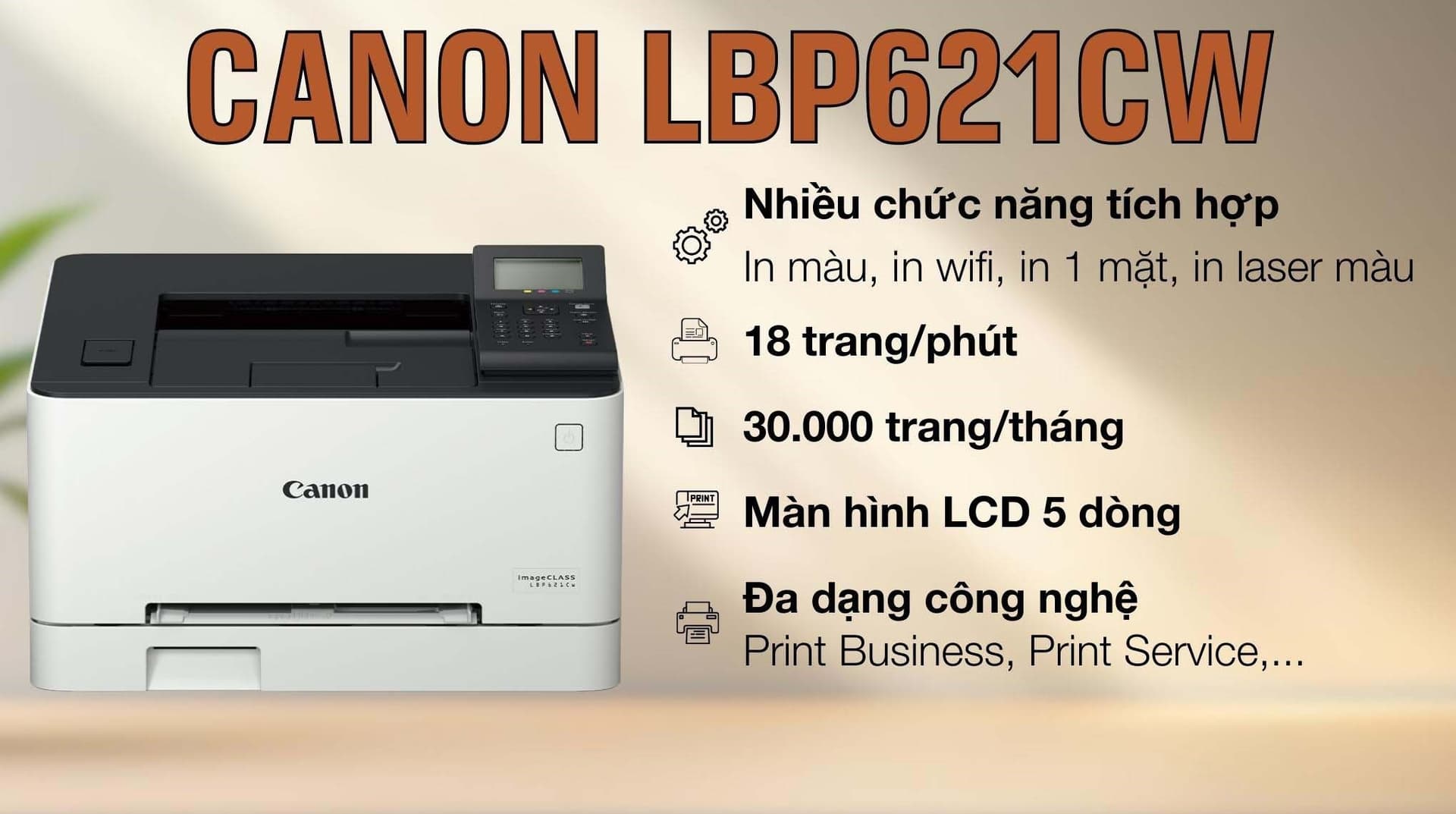 Ảnh Máy in laser màu đơn năng Canon LBP621CW Wifi