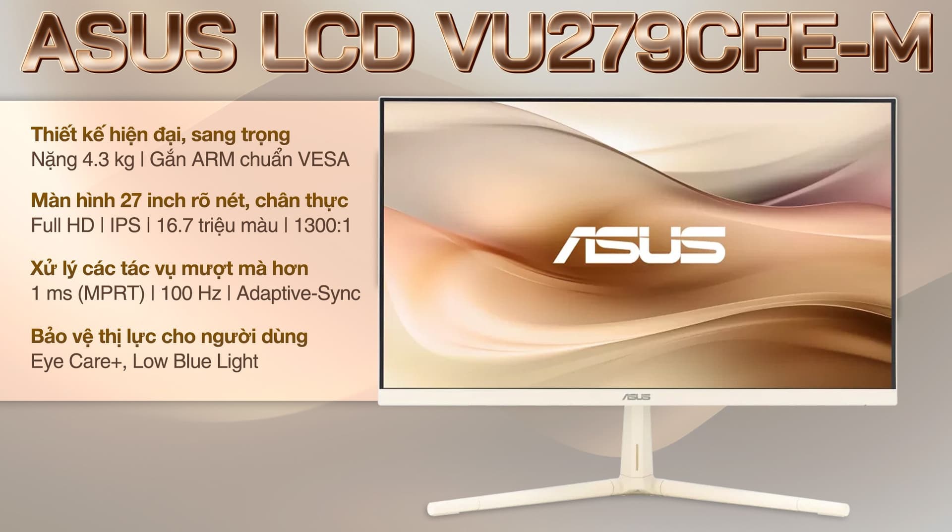 Ảnh Màn hình Asus VU279CFE-M 27 inch FHD/IPS/100Hz/1ms