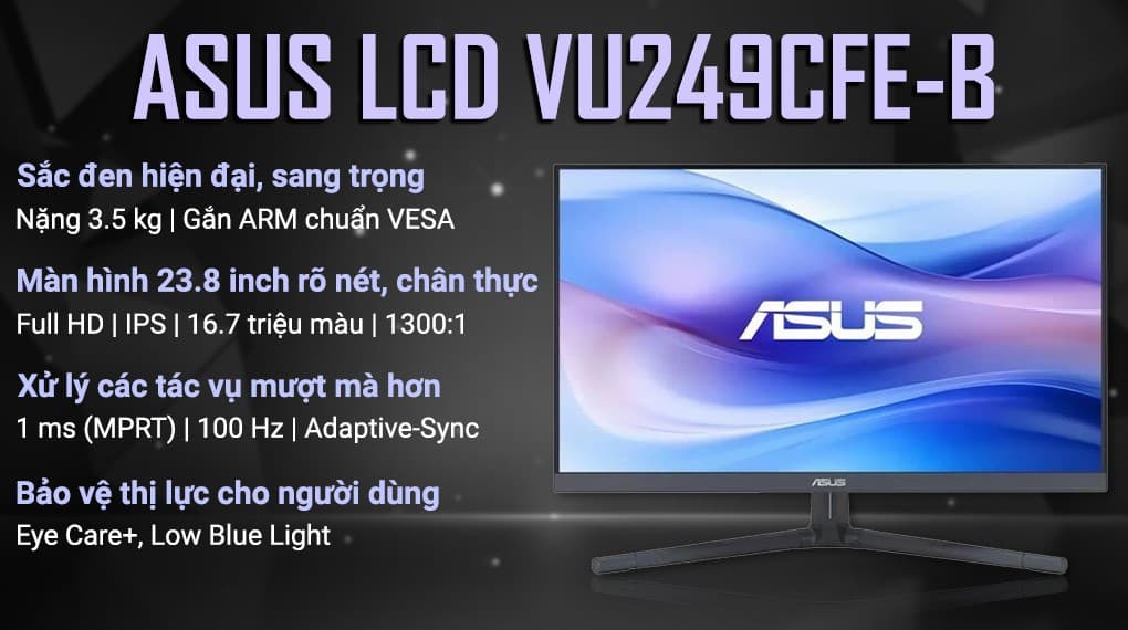 Ảnh Màn hình Asus VU249CFE-B 23.8 inch FHD/IPS/100Hz/1ms