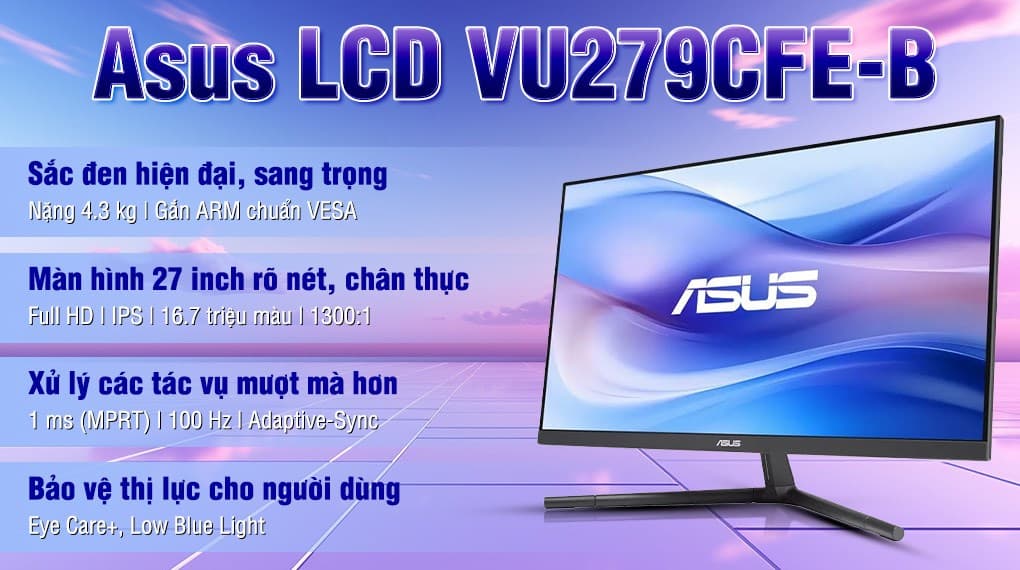 Ảnh Màn hình Asus VU279CFE-B 27 inch FHD/IPS/100Hz/1ms