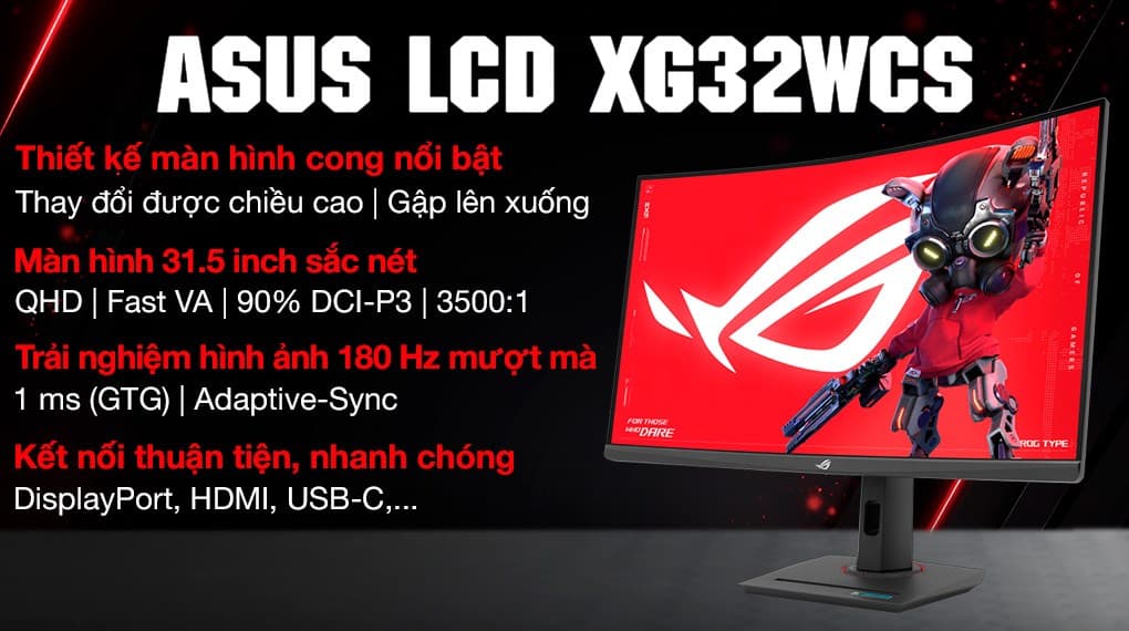 Ảnh Màn hình Gaming Asus XG32WCS 31.5 inch 2K/Fast VA/180Hz/1ms