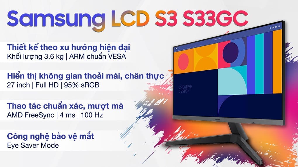 Ảnh Màn hình Samsung S3 S33GC LS27C330GAEXXV 27 inch FHD/IPS/100Hz/4ms/HDMI