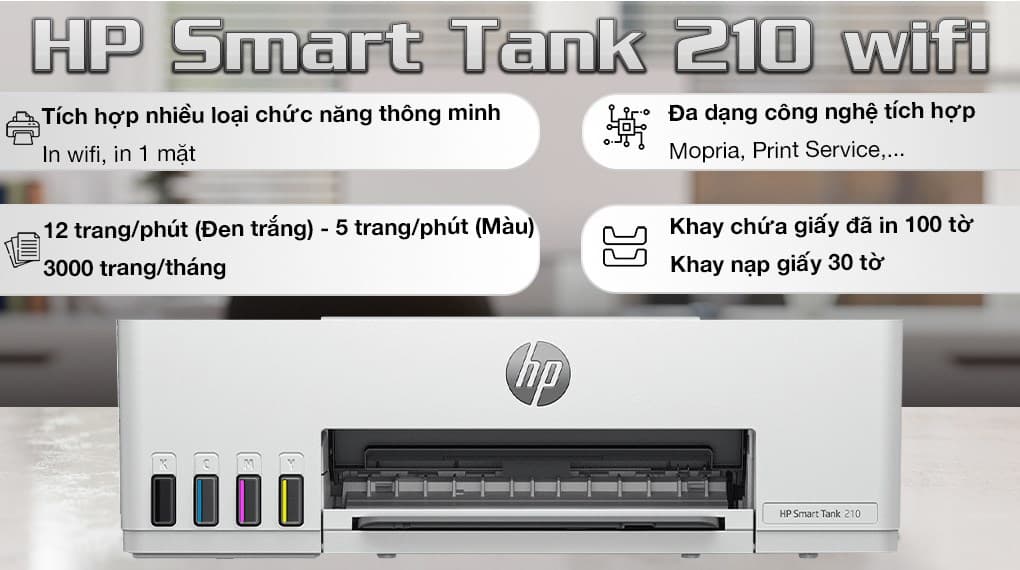 Ảnh Máy in phun màu đơn năng HP Smart Tank 210 Wifi (3D4L3A)