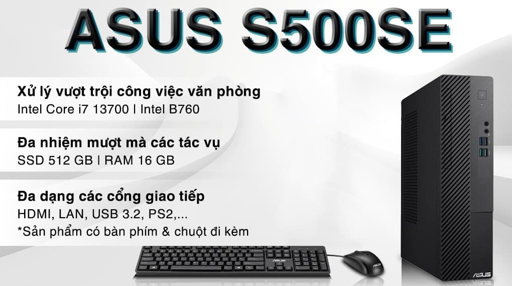 Ảnh ASUS S500SE i7 13700/16GB/512GB/Bàn phím/Chuột/Win11 (S500SE-713700024W)