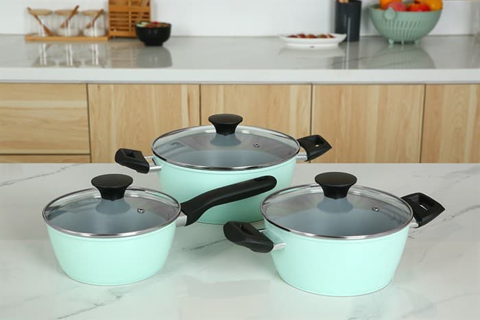 Ảnh Bộ nồi quánh nhôm chống dính nắp kính Green Cook GCS229-T1