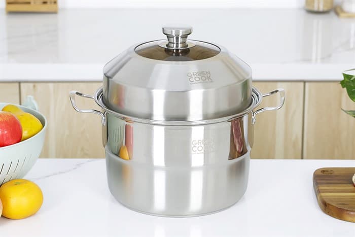 Ảnh Nồi xửng hấp inox nắp inox 26 cm Green Cook GCST01-26IH
