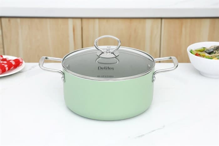 Ảnh Nồi nhôm chống dính nắp kính 20 cm Delites NDE20