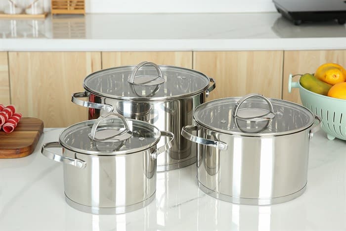 Ảnh Bộ 3 nồi inox 3 đáy nắp kính Delites CW-B041-A