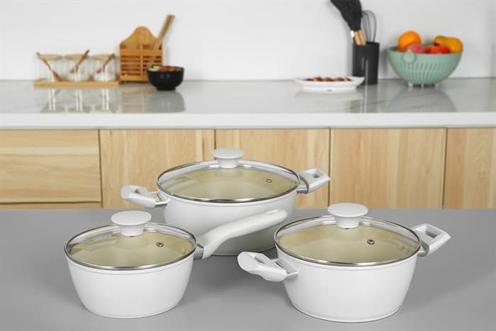 Ảnh Bộ nồi quánh nhôm chống dính nắp kính Green Cook GCS227-T1
