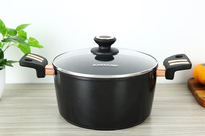 Ảnh Nồi nhôm chống dính Ultra Titanium nắp kính 24 cm Sunhouse ST2210B-24
