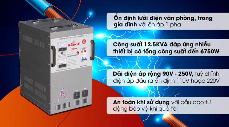 Ảnh Ổn áp Robot 1 pha 12.5KVA 90