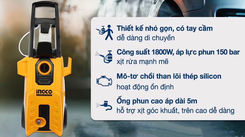 Ảnh Máy phun xịt rửa áp lực cao Ingco HPWR18008 1800W