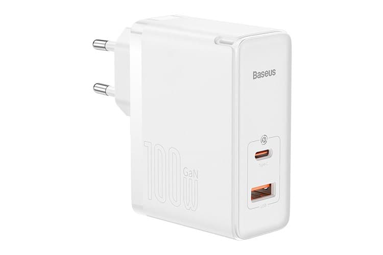 Ảnh Bộ Adapter Sạc 2 cổng USB Type C PD QC 3.0 GaN5 kèm Cáp Type C - Type C 1m 100W Baseus CCGAN100E5