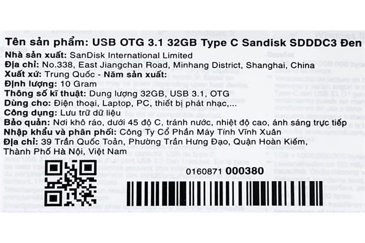 Ảnh USB OTG 3.1 32GB Type C Sandisk SDDDC3