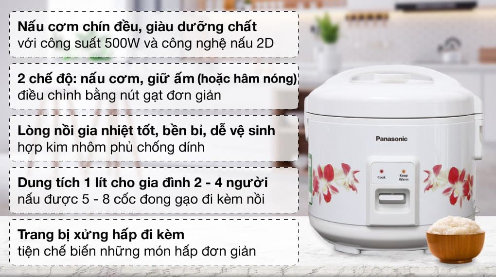 Ảnh Nồi cơm nắp gài Panasonic 1 lít SR-MVN107HRA