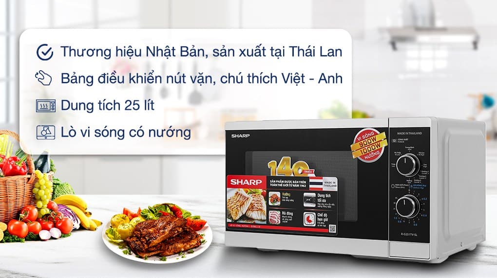 Ảnh Lò vi sóng có nướng Sharp R-G251TV-SL 25 lít