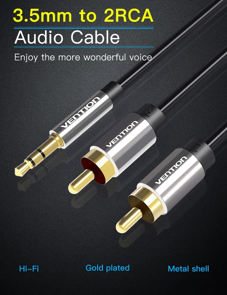Ảnh Cáp Audio Vention 3.5mm Male to 2RCA Male 1.5m BCFBG