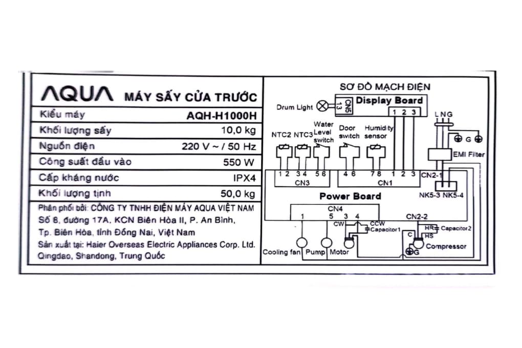 Ảnh Máy sấy bơm nhiệt Aqua 10 kg AQH-H1000H.PS