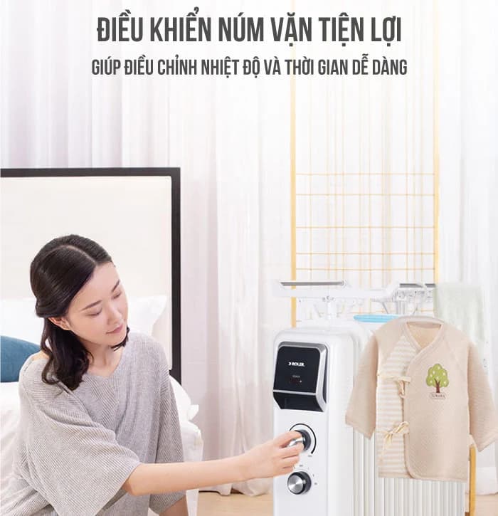 Ảnh Máy sưởi dầu đa năng 13 thanh Roler RH-2115 (2600W, Có giá phơi và hộp nước tạo ẩm)