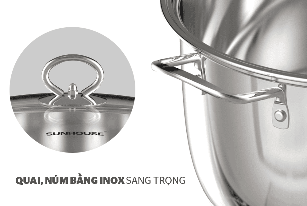 Ảnh Bộ nồi 3 chiếc inox 5 đáy Sunhouse SHG788