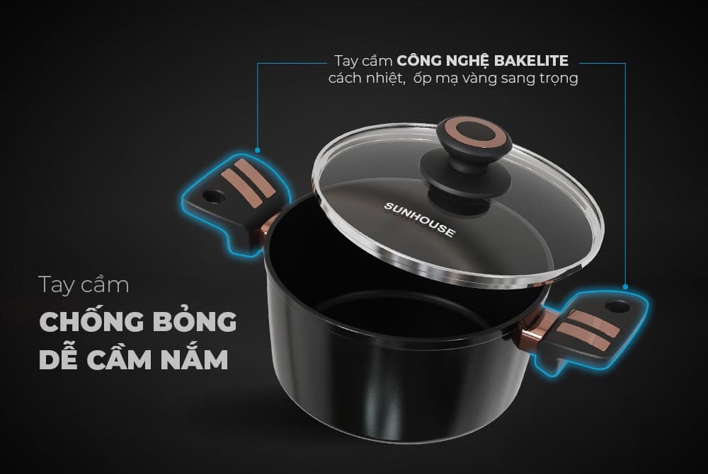 Ảnh Bộ nồi chống dính Ultra titanium Sunhouse ST2210B
