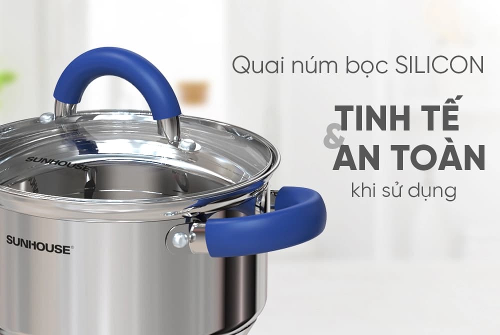 Ảnh Bộ nồi chảo 3 chiếc inox 3 đáy Sunhouse SHG362