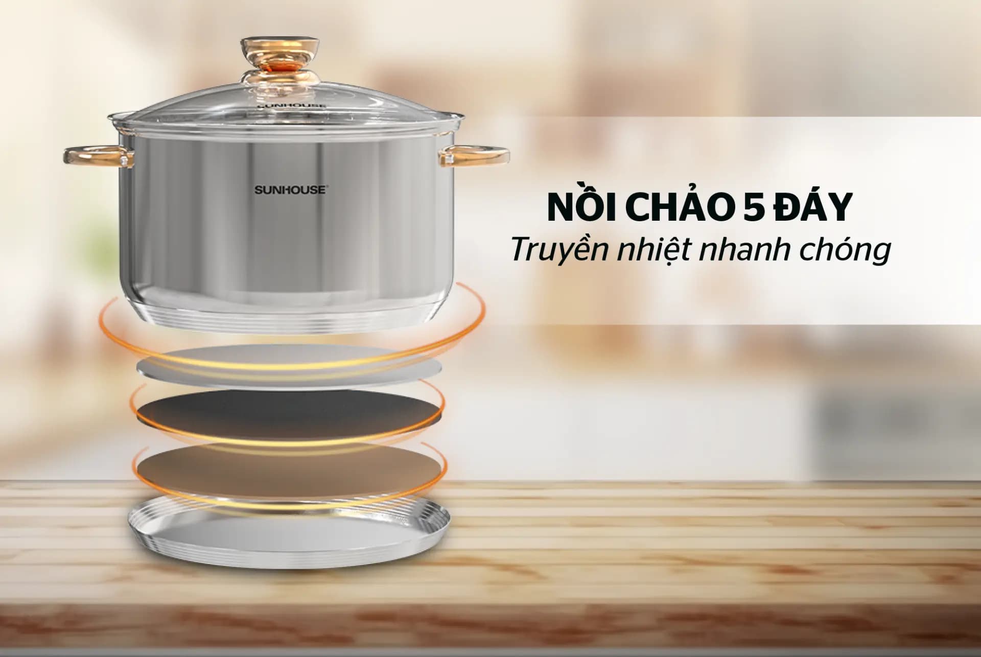 Ảnh Bộ nồi 4 chiếc inox 5 đáy Sunhouse 24cm SHG789