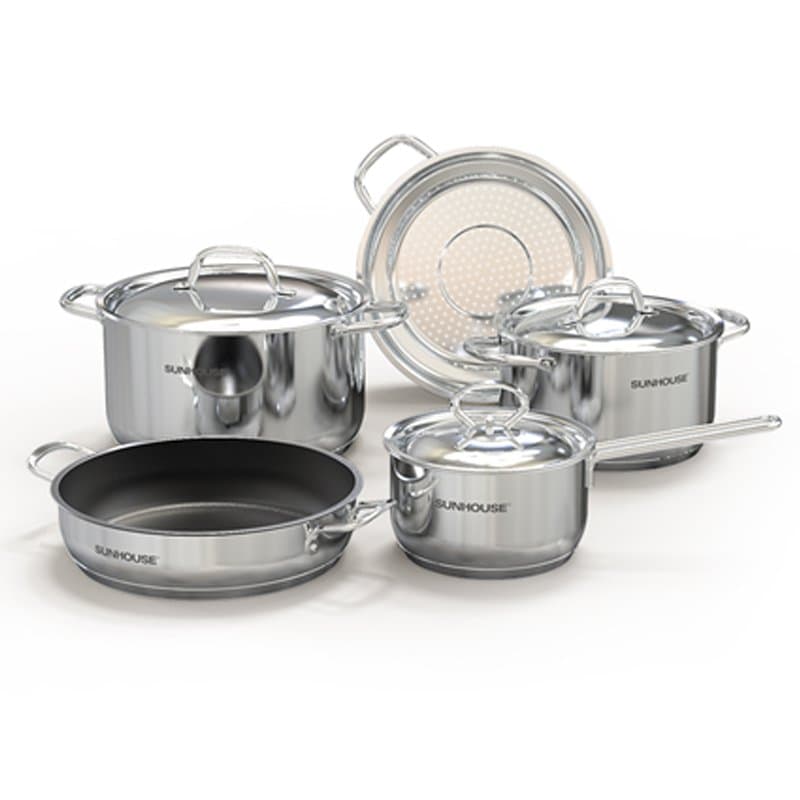 Ảnh Bộ nồi chảo inox 5 đáy Sunhouse SHG995