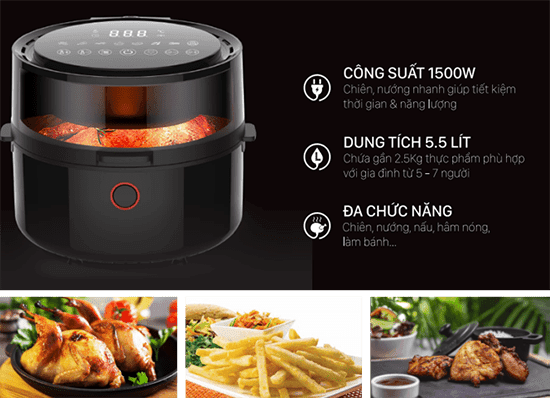 Ảnh Nồi chiên không dầu điện tử cao cấp 5.5L Coex AFC-3109A