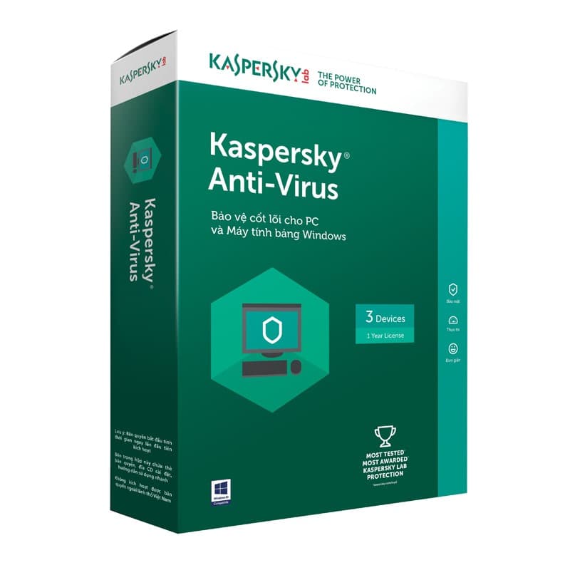 Ảnh Phần mềm diệt Virus Kaspersky Anti-Virus for 3 user 1 năm có hộp