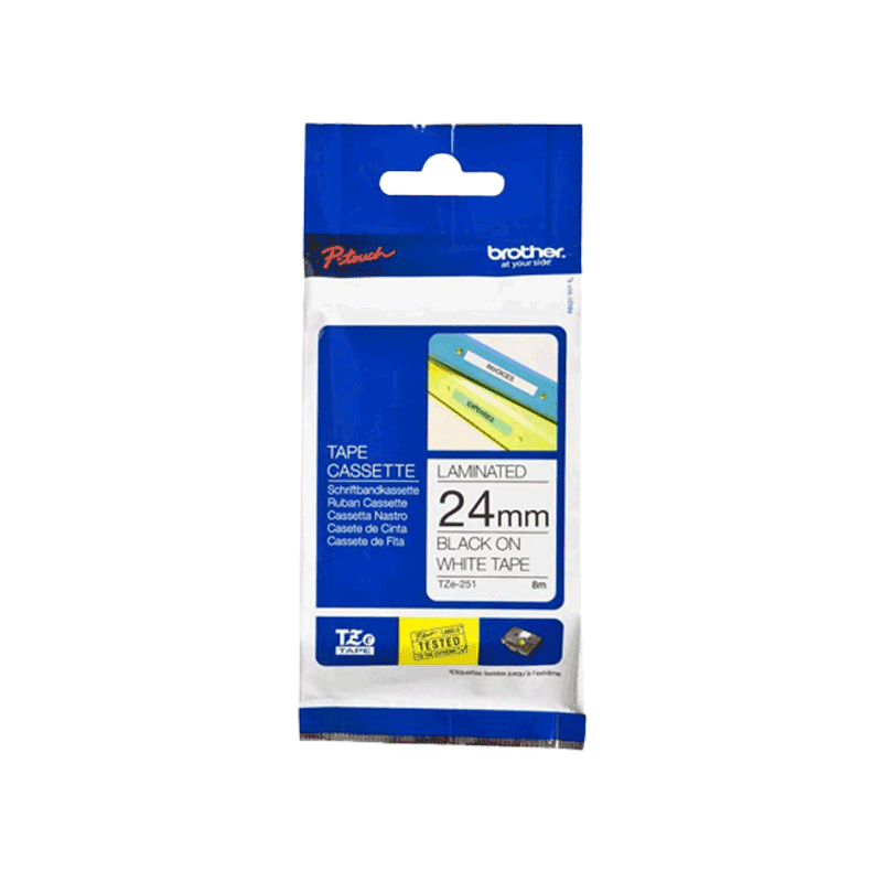 Ảnh Nhãn In Tiêu Chuẩn TZE Brother TZe-251 Chữ Đen Trên Nền Trắng (24mm)-Black on White