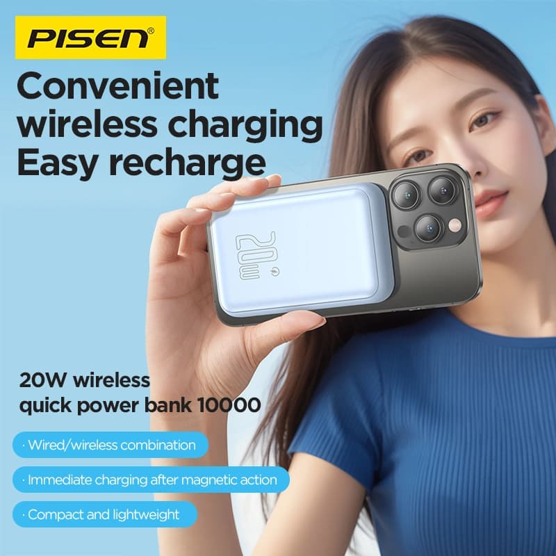 Ảnh Pin dự phòng không dây Pisen PowerMag 20W Digital 20W 10000mAh TP-D111(GLB)